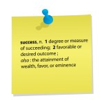 definition of success on yellow post-it note