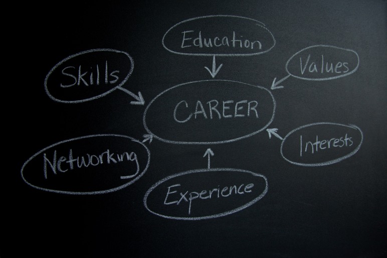 Chalk board diagram of career